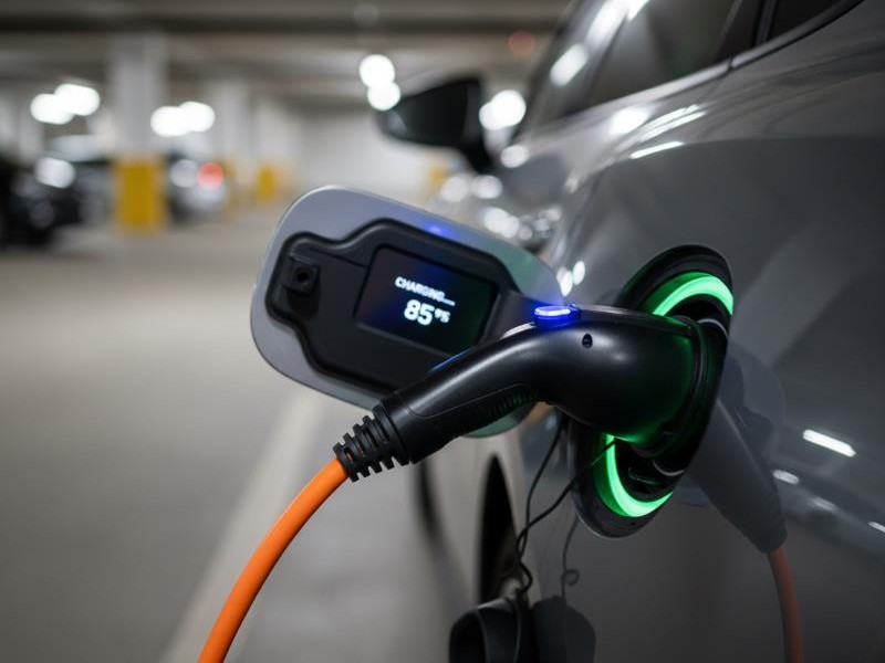 Ein Elektroauto wird geladen